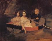 Karl Briullov Portrait of the Artist with Baroness Yekaterina Meller-akomelskaya and her Daughter in a Boat Germany oil painting reproduction